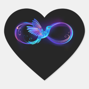 Neon Infinity Symbol with Glowing Hummingbird Heart Sticker