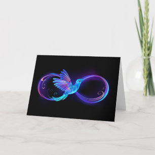 Neon Infinity Symbol with Glowing Hummingbird Invitation