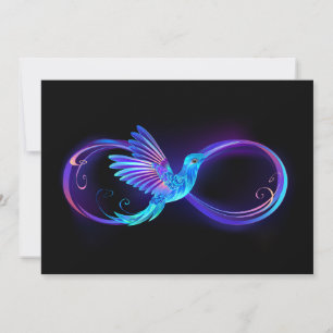 Neon Infinity Symbol with Glowing Hummingbird Invitation