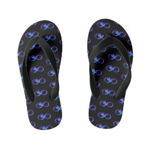 Neon Infinity Symbol with Glowing Hummingbird Kid's Jandals