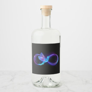 Neon Infinity Symbol with Glowing Hummingbird Liquor Bottle Label