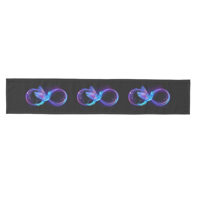 Neon Infinity Symbol with Glowing Hummingbird Medium Table Runner (Horizontal)