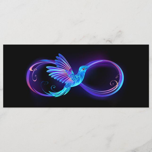 Neon Infinity Symbol with Glowing Hummingbird Menu (Front)