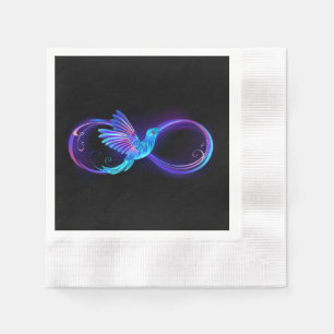 Neon Infinity Symbol with Glowing Hummingbird Napkin