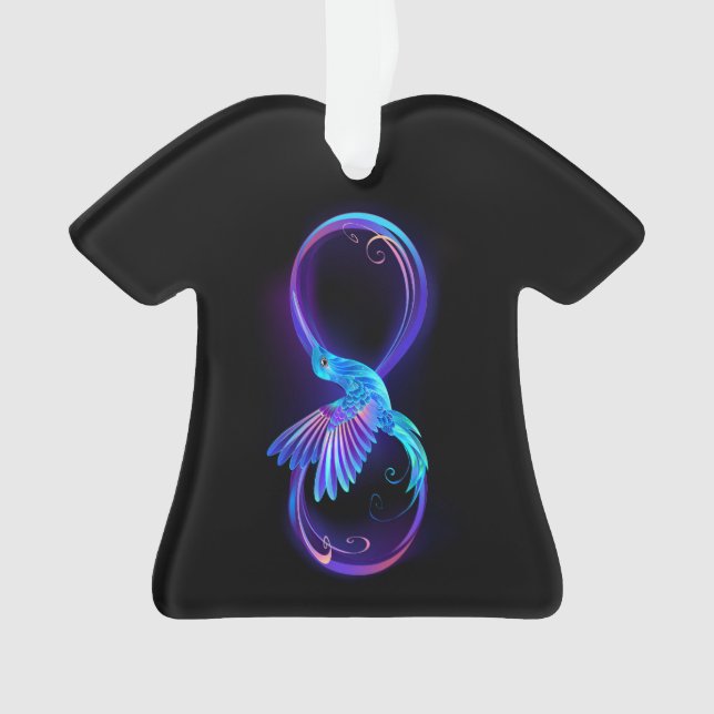 Neon Infinity Symbol with Glowing Hummingbird Ornament (Front)