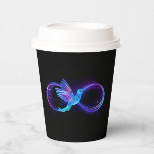 Neon Infinity Symbol with Glowing Hummingbird Paper Cups