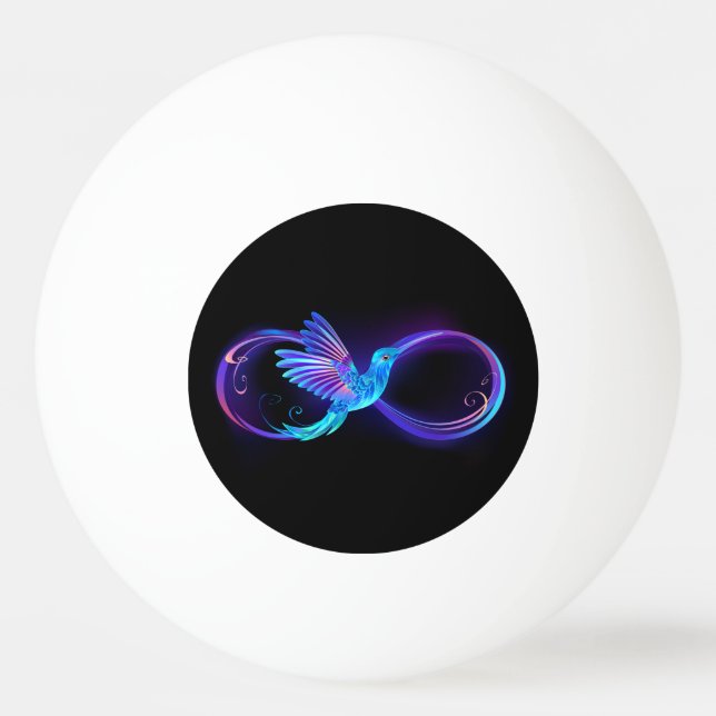 Neon Infinity Symbol with Glowing Hummingbird Ping Pong Ball (Front)