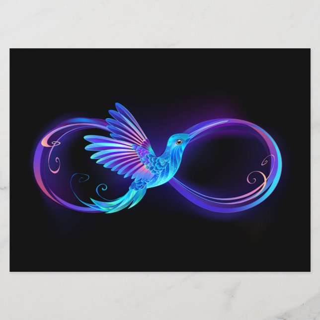 Neon Infinity Symbol with Glowing Hummingbird Programme (Front)