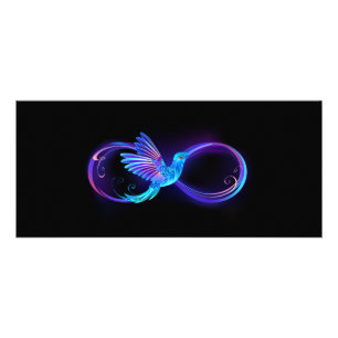 Neon Infinity Symbol with Glowing Hummingbird Rack Card