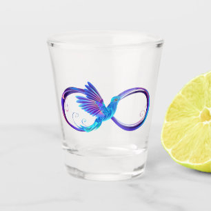 Neon Infinity Symbol with Glowing Hummingbird Shot Glass