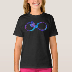 Neon Infinity Symbol with Glowing Hummingbird T-Shirt