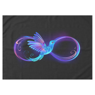 Neon Infinity Symbol with Glowing Hummingbird Tablecloth