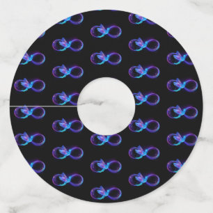 Neon Infinity Symbol with Glowing Hummingbird Wine Glass Tag