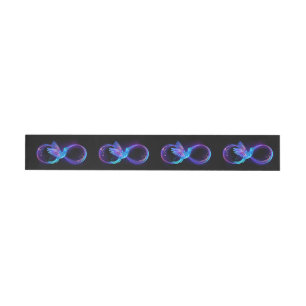 Neon Infinity Symbol with Glowing Hummingbird Wraparound Address Label