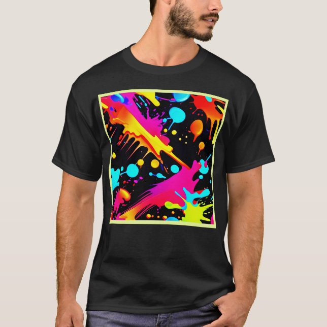 Neon Ink Splash Design T-Shirt (Front)