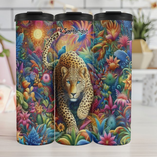 Neon Jaguar in a Lush Jungle Thermal Tumbler (Creator Uploaded)
