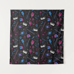 "Neon Jam Symphony: A Musical Explosion" Tapestry