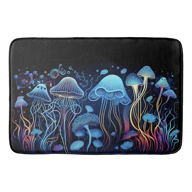Neon Jellyfish Bath Mat (Front)