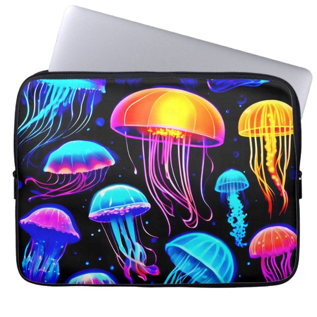Neon Jellyfish Laptop Sleeve (Front)