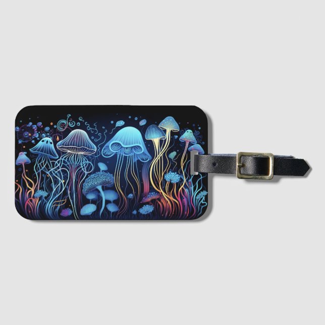 Neon Jellyfish Luggage Tag (Front Horizontal)