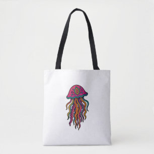 Neon Jellyfish Tote Bag – Trippy Sea Vibes