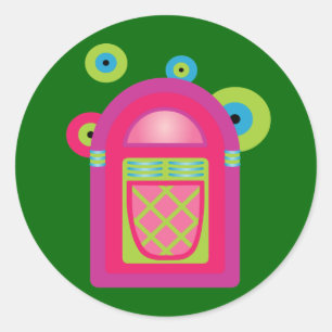 Neon Jukebox Classic Round Sticker