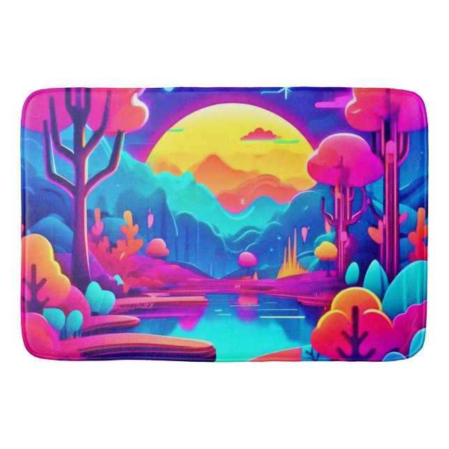 Neon Jungle Dream Art Bath Mat (Front)