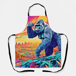 Neon Jungle Gorilla Urban Fantasy Apron