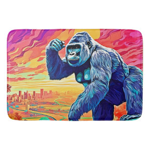 Neon Jungle Gorilla Urban Fantasy Bath Mat