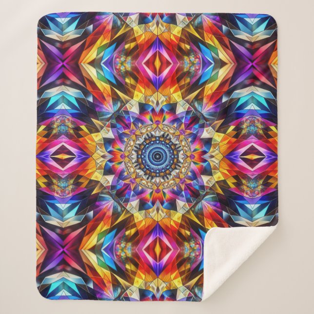 Neon Kaleidoscope Design Sherpa Blanket (Front)