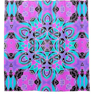 Neon kaleidoscope , mandala shower curtain