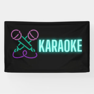 Neon Karaoke Mics and Text Banner