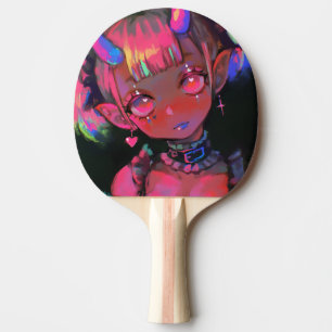 Neon Kawaii Demon Girl Pastel Goth Ping Pong Paddle