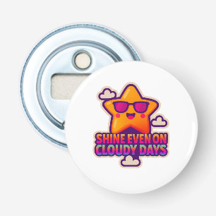 Neon Kawaii Star – “Shine Even on Cloudy Days” Bottle Opener