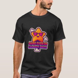 Neon Kawaii Star – “Shine Even on Cloudy Days” T-Shirt