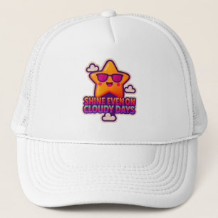 Neon Kawaii Star – “Shine Even on Cloudy Days” Trucker Hat