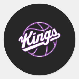 Neon Kings Basketball Classic Round Sticker