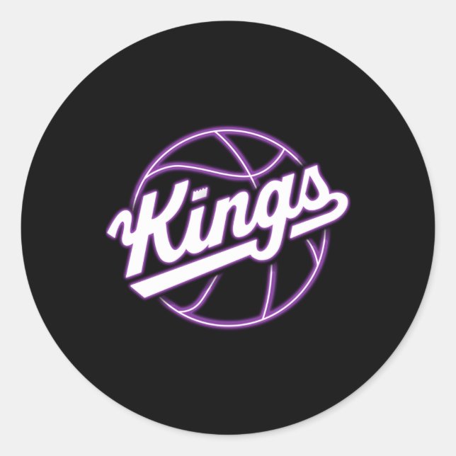 Neon Kings Basketball  Classic Round Sticker (Front)