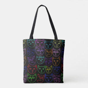 Neon Kitties Tote Bag