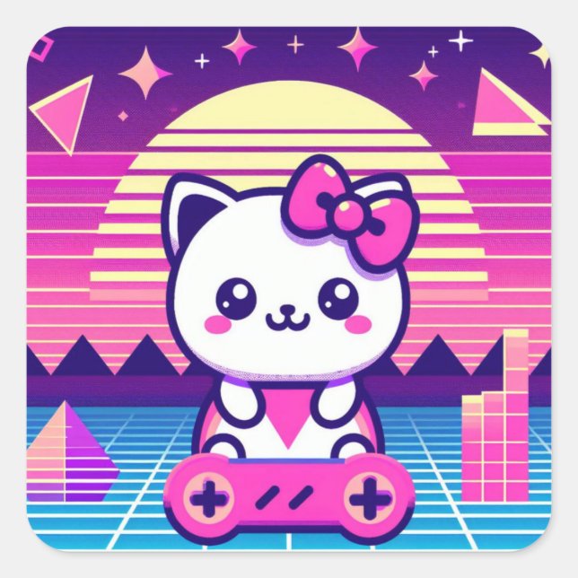 Neon Kitty Square Sticker (Front)