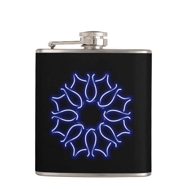 neon knotwork hip flask (Front)