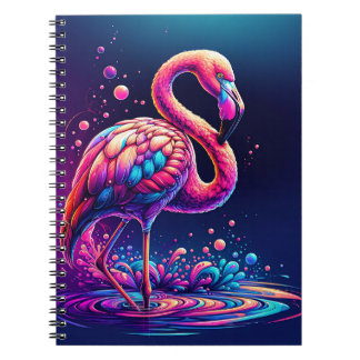 Neon Lagoon Flamingo – Vibrant Tropical Art Notebook
