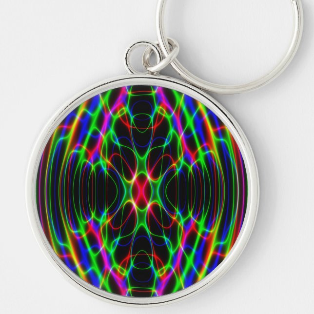 Neon Laser Light Psychedelic Abstract Key Ring (Front)
