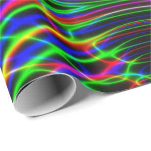 Neon Laser Light Psychedelic Abstract Wrapping Paper