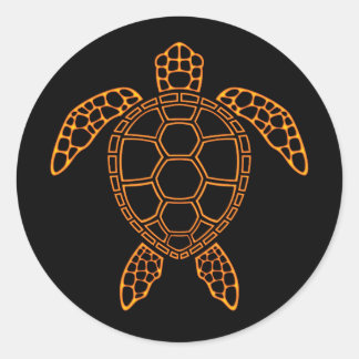 Neon Lava Sea Turtle Design Classic Round Sticker