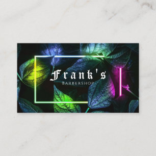 Neon Leaf Barbershop Business Card
