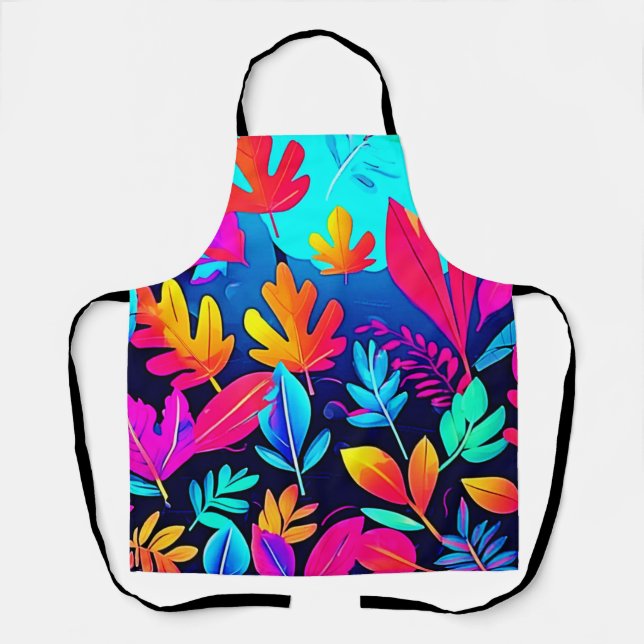 Neon Leaf Paradise Art Apron (Front)