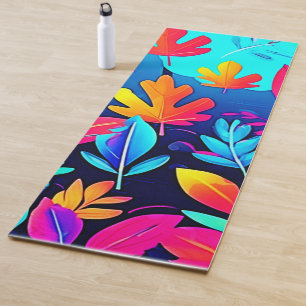 Neon Leaf Paradise Art Yoga Mat