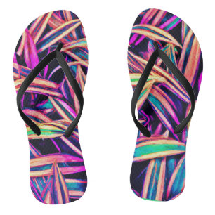 Neon Leaf Patterns Unveiled Jandals
