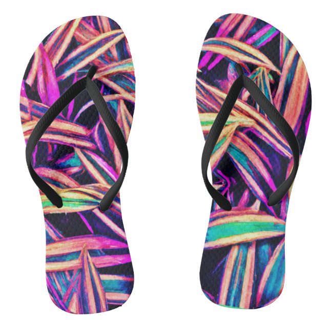 Neon Leaf Patterns Unveiled Jandals (Footbed)